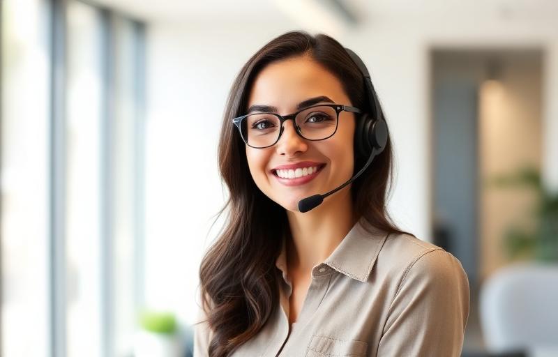Friendly support agent wearing a headset